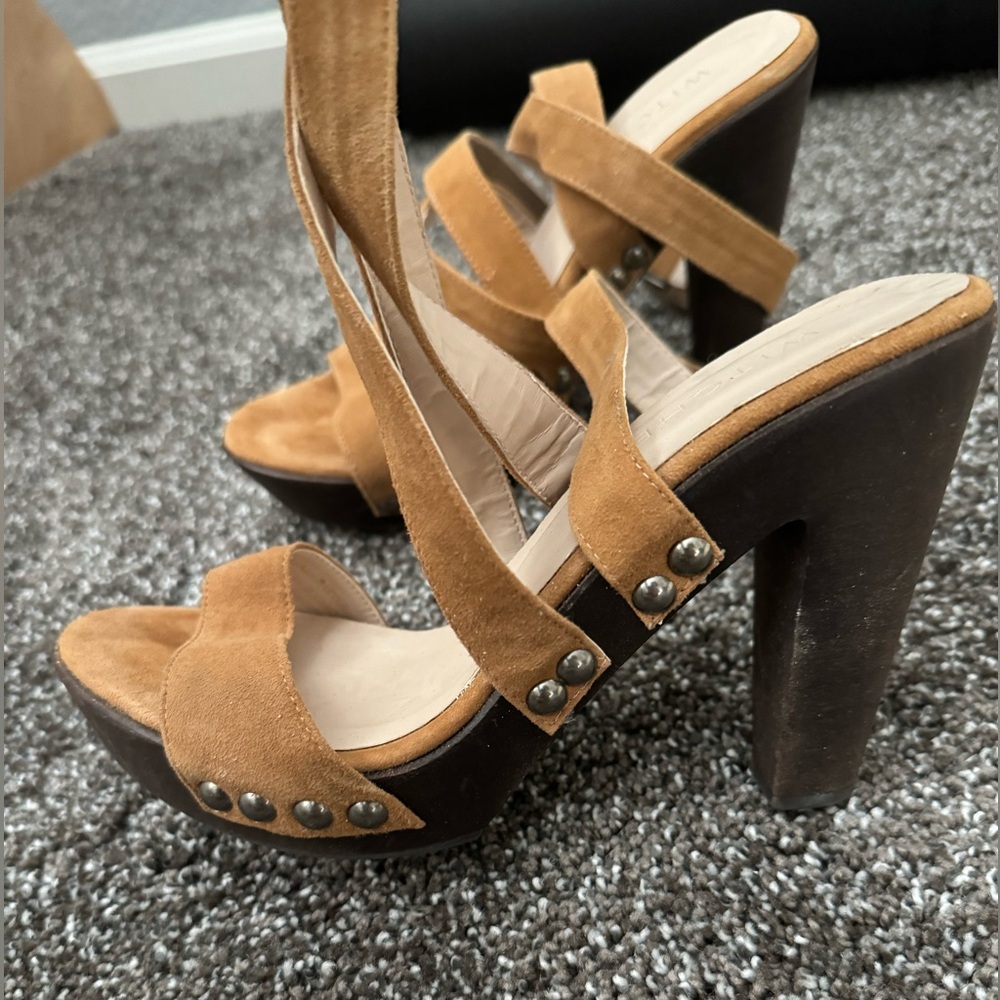 Strappy Leather Block Heels, by Witchery size 38